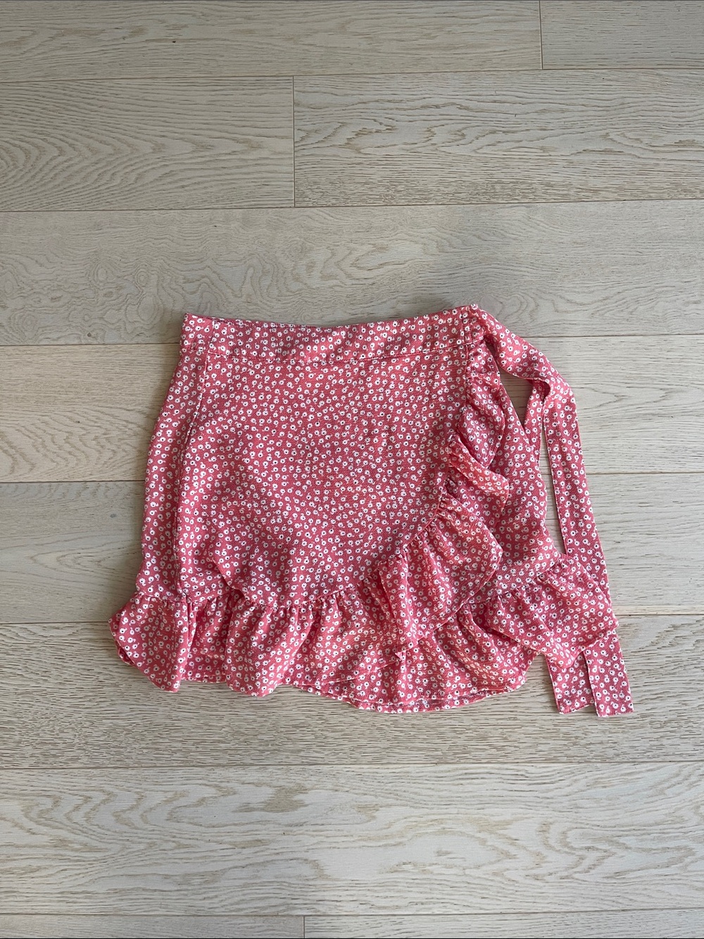 Floral Ruffle Wrap Skirt - Pink
